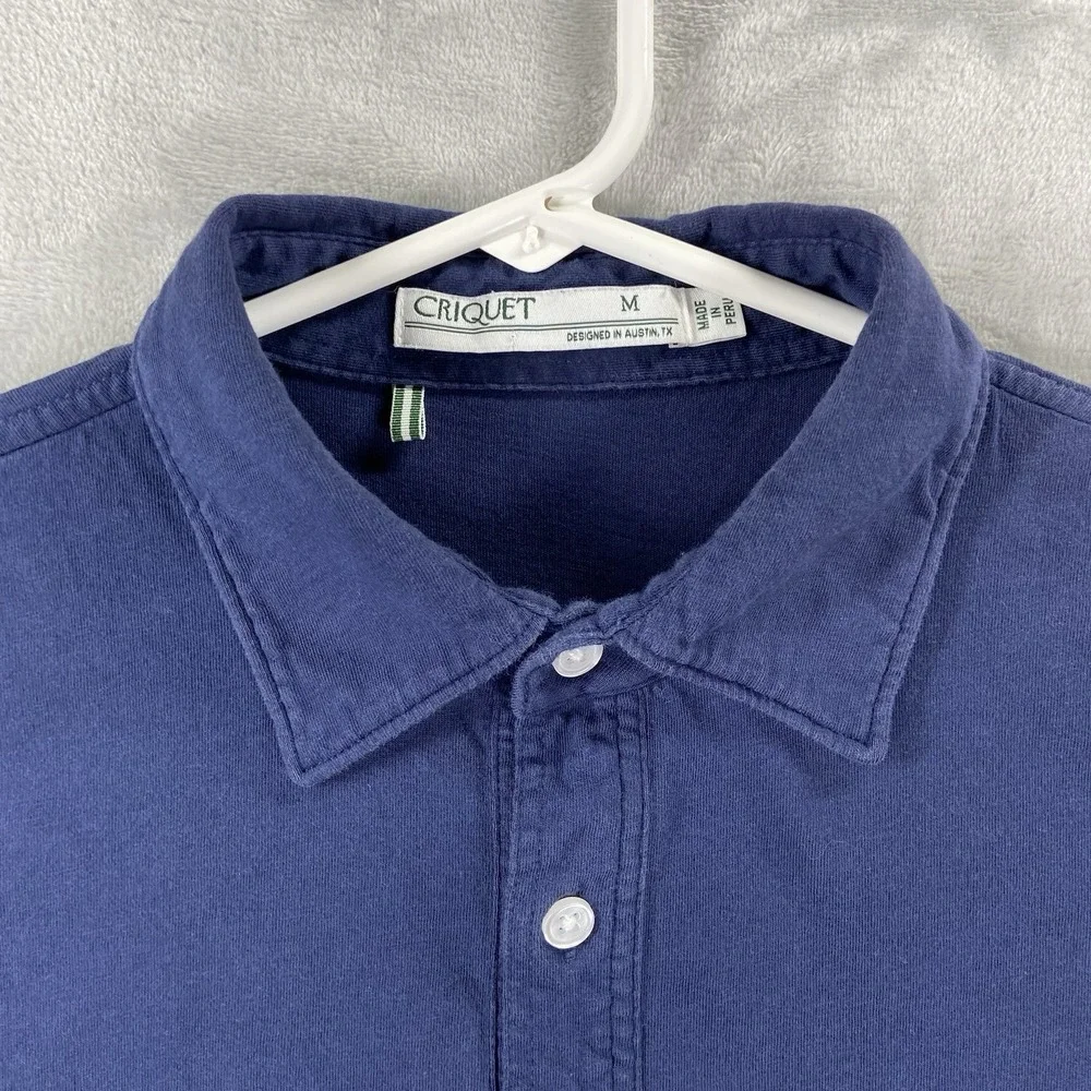Criquet Shirt Mens Medium Polo Short Sleeve Pullover Organic Cotton Navy Blue